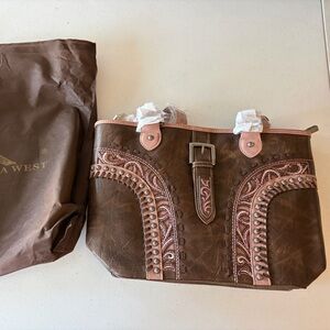 Montana West Brown and Pink Embroidered Handbag